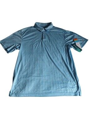 Pro Tour Large Plaid Polo Blue Short Sleeve Coolplay
